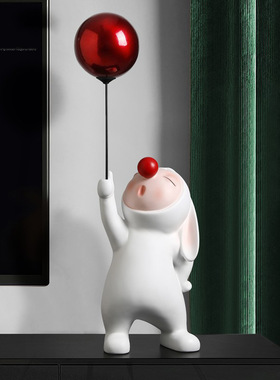 高档创意气球兔子摆件动物客厅桌面高级感玄关橱窗家居房间装饰品