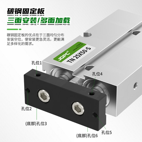TN10气缸双轴双杆小型气动TN16X20X25X32-40-50-60-70-80-90-100S - 图2