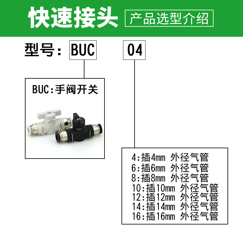 气动气管快插快速接头BUC/HVFF4 6 8 10 12mm手阀手动开关管道阀 - 图2