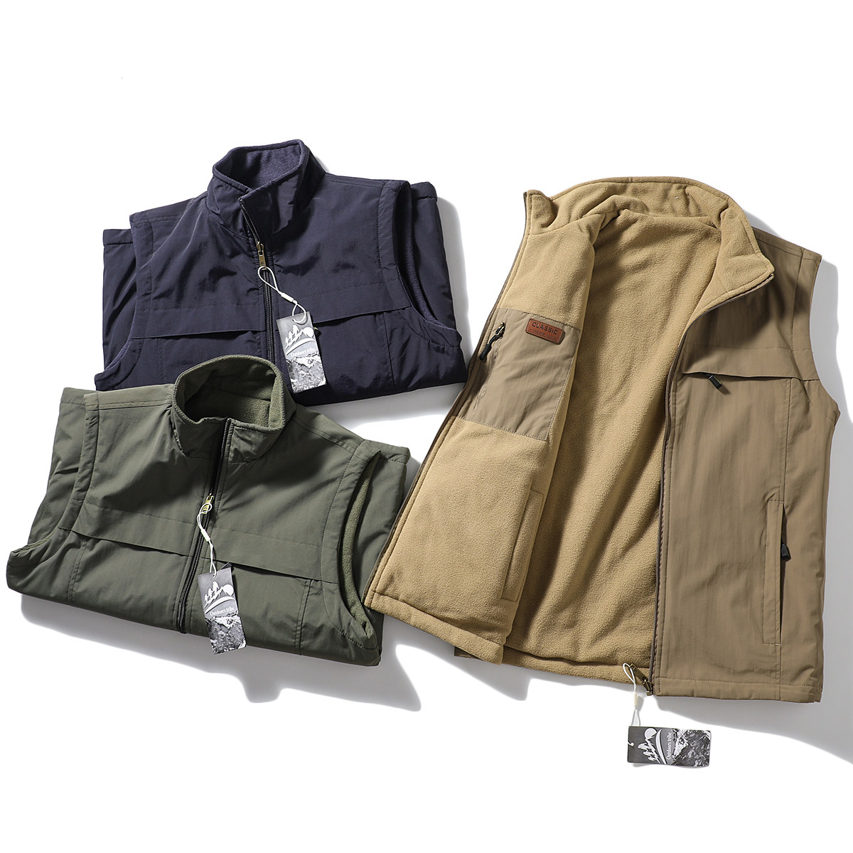 北欧户外！双面背心！梭织尼龙防水工装马甲男秋冬保暖摇粒绒外套,淘宝优惠券,粉丝福利购,淘宝优惠卷