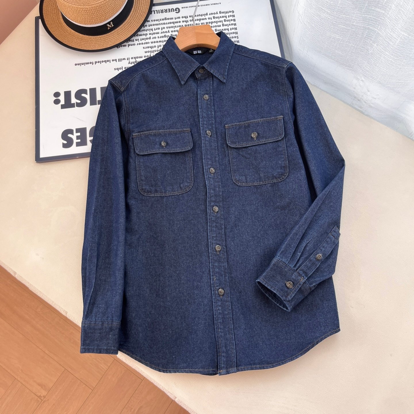日单合作款牛仔衬衫男款女装2026春季复古多口袋工装衬衣长袖上衣,淘宝优惠券,粉丝福利购,淘宝优惠卷