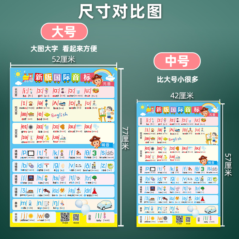 英语48个国际音标发音有声挂图和自然拼读入门教材学习神器小学生 - 图1