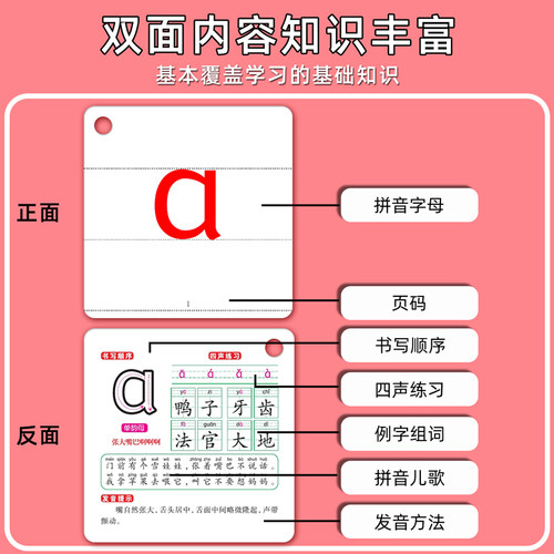 拼音卡片全套幼小衔接儿童拼读训练学习神器小学生一年级上册同步汉语声母韵母整体认读字母表aoe早教识字教学教具扫码发音加厚卡 - 图1