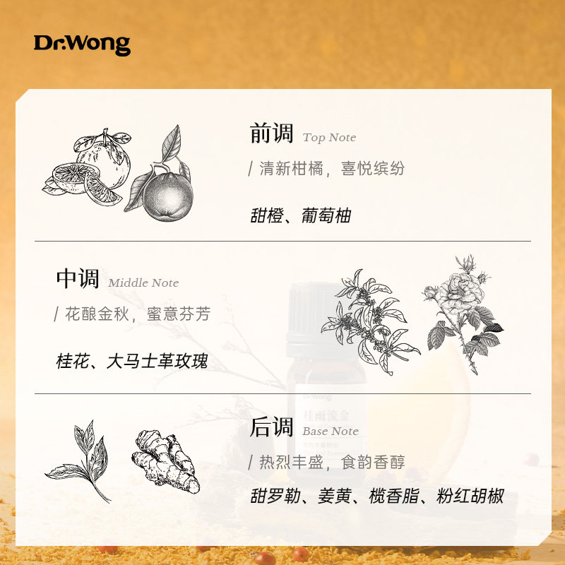 DrWong「桂雨流金」复方精油桂花香悠远清雅天然植物精油香薰扩香,淘宝优惠券,粉丝福利购,淘宝优惠卷