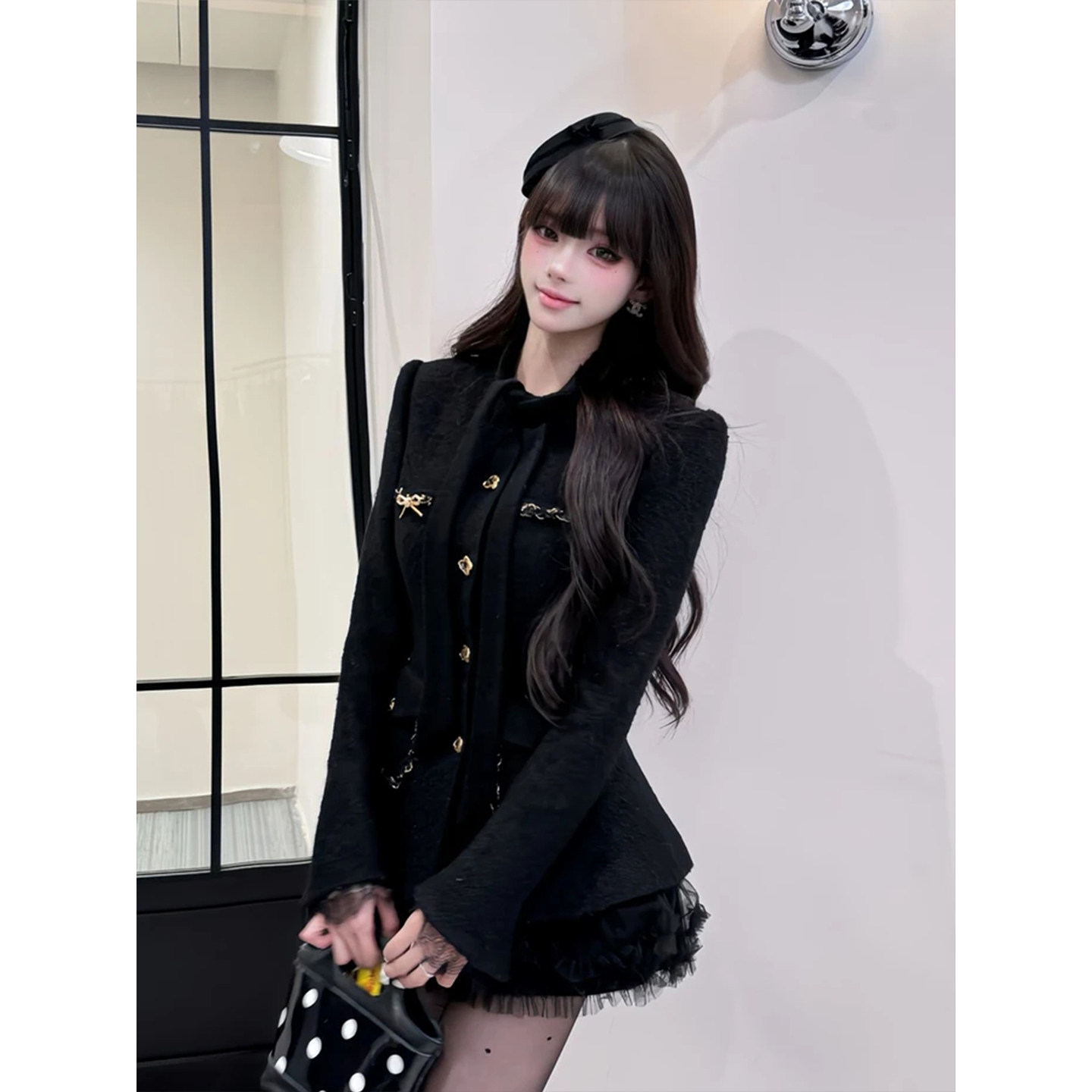 XZY 微胖法式千金小香风毛呢西装外套女25年冬季网纱蓬蓬半裙套装,淘宝优惠券,粉丝福利购,淘宝优惠卷