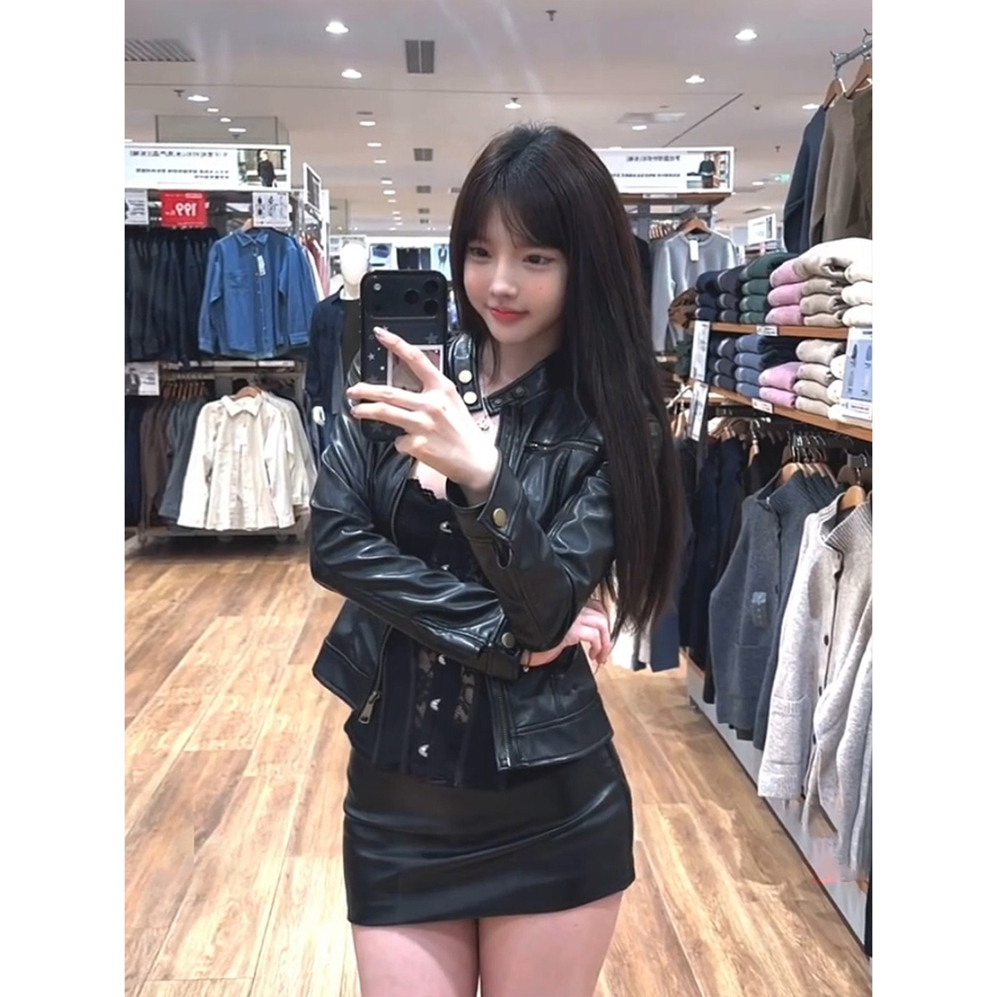 XZY 微胖纯欲辣妹风鱼骨束腰抹胸上衣女25年早秋皮衣外套短裙套装,淘宝优惠券,粉丝福利购,淘宝优惠卷