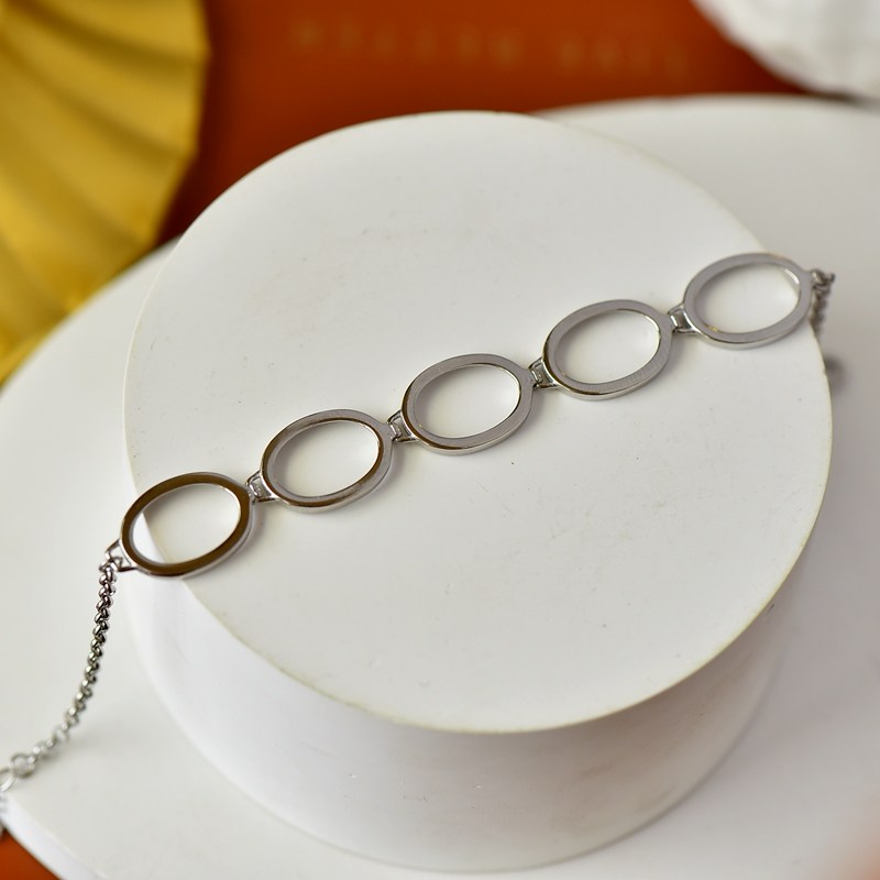 s925纯银空托时尚女款五石位10手链 祈禧珠宝手链