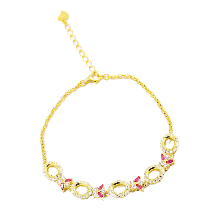 s925纯银空托时尚女款四爪diy手链 祈禧珠宝手链