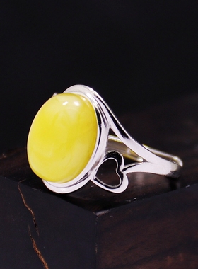 diy时尚风蜜蜡琥珀镶嵌戒指空托