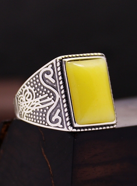 戒指空托泰银方形DIY玉石镶嵌