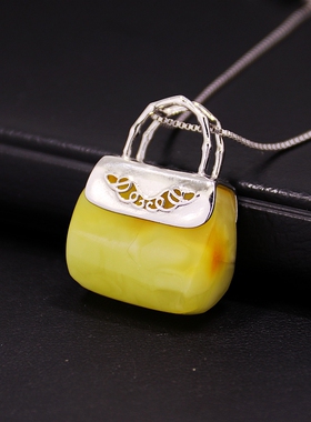 diy沾扣小包包蜜蜡银配件空托