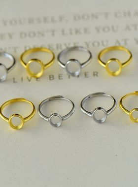 祈禧男女款S925纯银镶嵌戒指空托