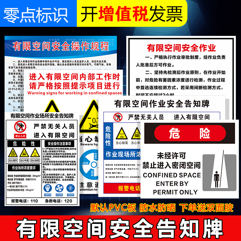 有限空间作业安全告知牌安全操作注意事项警示牌标识牌告示牌密闭 - 图0