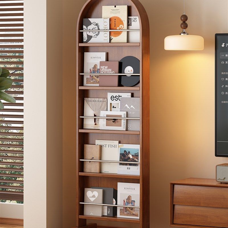 穿衣镜全身落地镜可移动实木中古风客厅杂志书架置物一体卧室镜子,淘宝优惠券,粉丝福利购,淘宝优惠卷