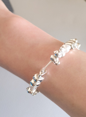 鹿妮珍珠黑胆石拼接手链