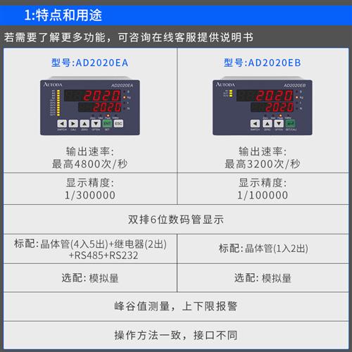 AD2020EA/EB峰值报警测力控制器开关量晶体管显示仪表RS485 - 图2