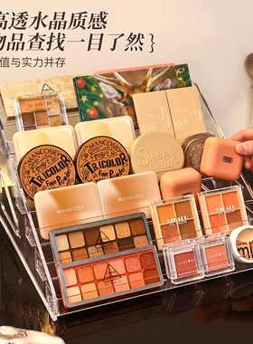 眼影陈列架亚克力阶梯展示架透明桌面化妆品香水口红指甲油置物架