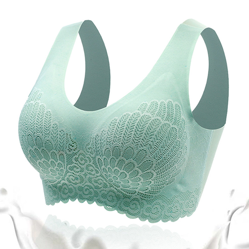 泰国乳胶显大聚拢收副乳无钢圈文胸 庭花绣文胸