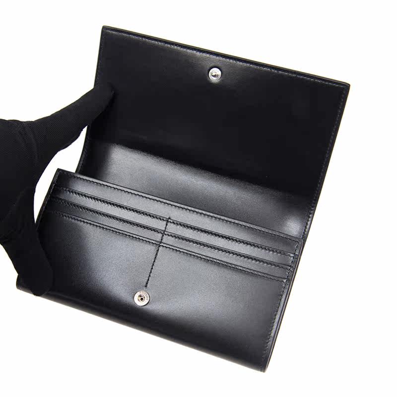 圣罗兰女士长款经典黑色百搭钱包 丰尚海外女士包袋