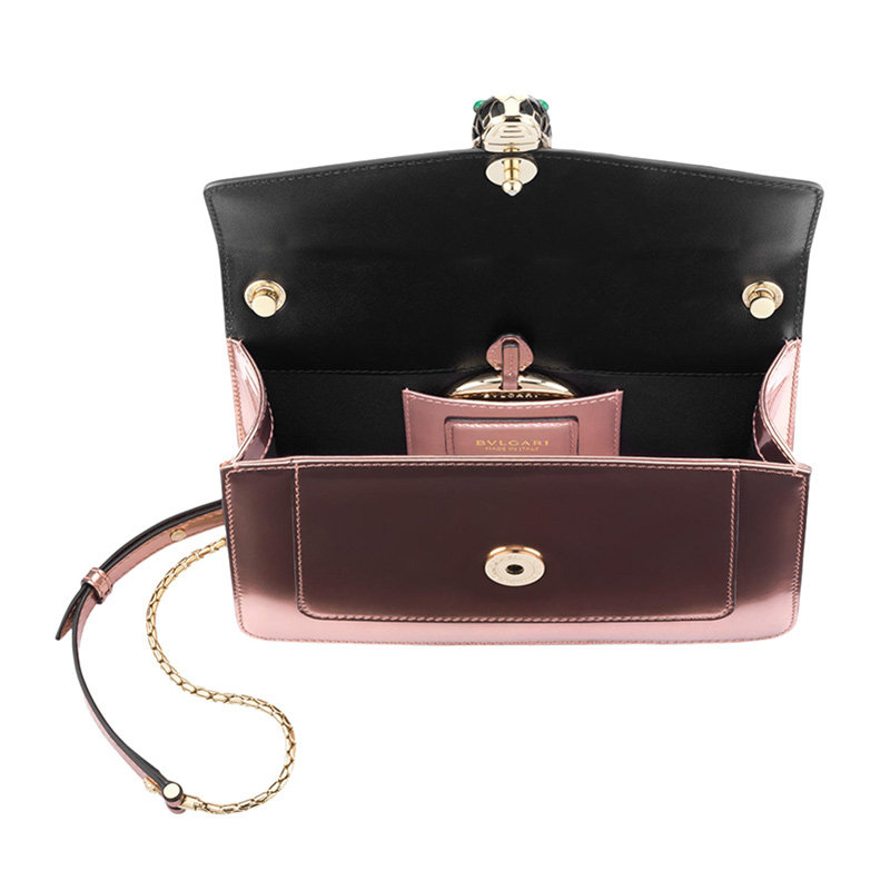 bvlgari女士粉色金属感蛇头单肩包 丰尚海外女士包袋