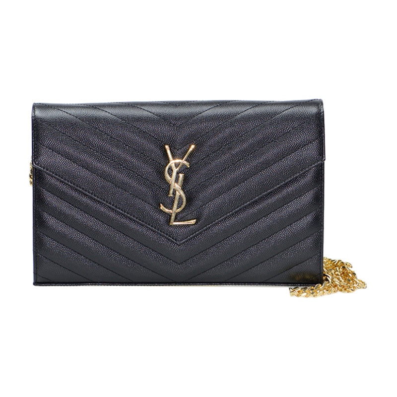 圣罗兰monogram黑色牛皮斜挎包 丰尚海外女士包袋