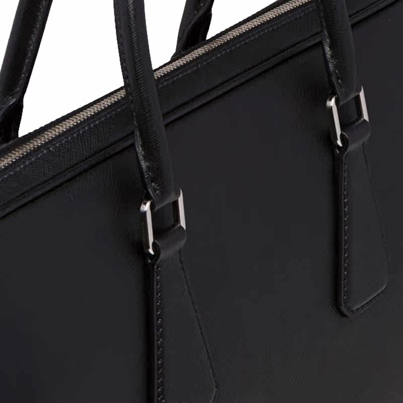 prada男士牛皮黑色单肩简约斜挎包 丰尚海外男士包袋