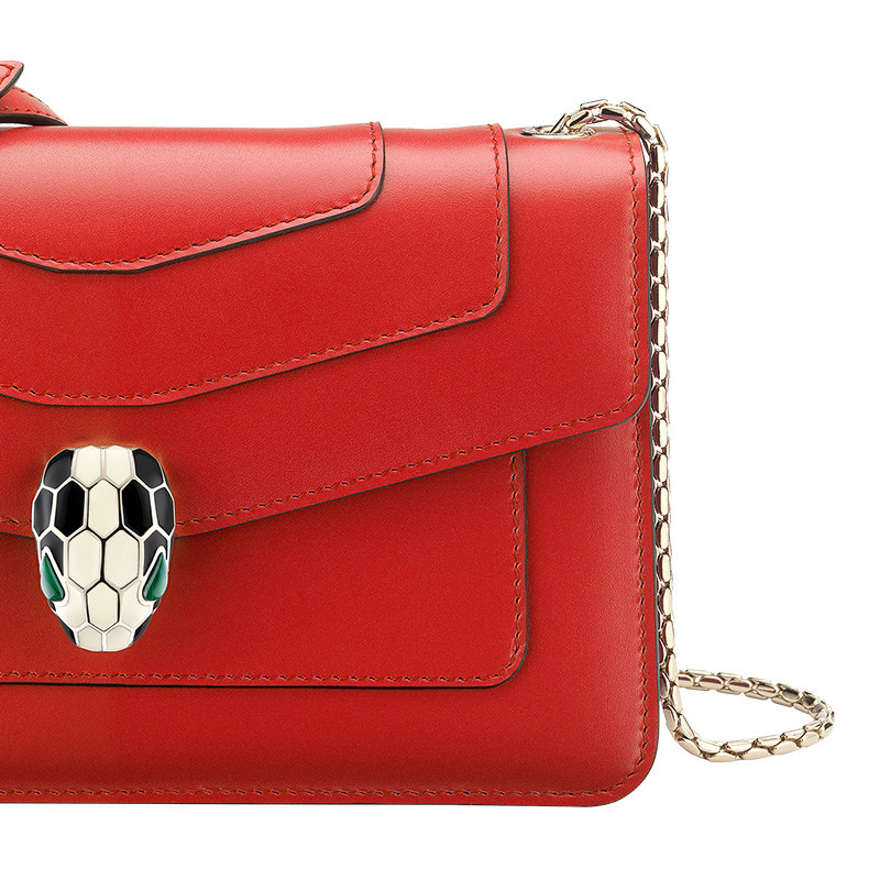 bvlgari女士胭脂碧玉色蛇头斜挎包 丰尚海外女士包袋