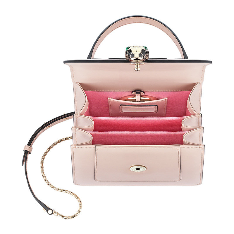 bvlgari女士浅粉色小牛皮斜挎包 丰尚海外女士包袋