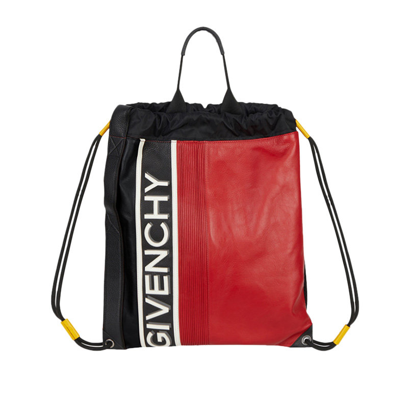 givenchy男士红黑配色小牛皮双肩包 丰尚海外双肩背包