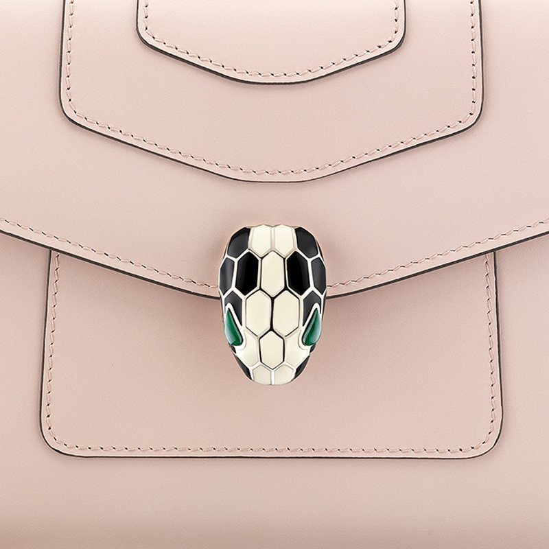 bvlgari女士浅粉色小牛皮斜挎包 丰尚海外女士包袋