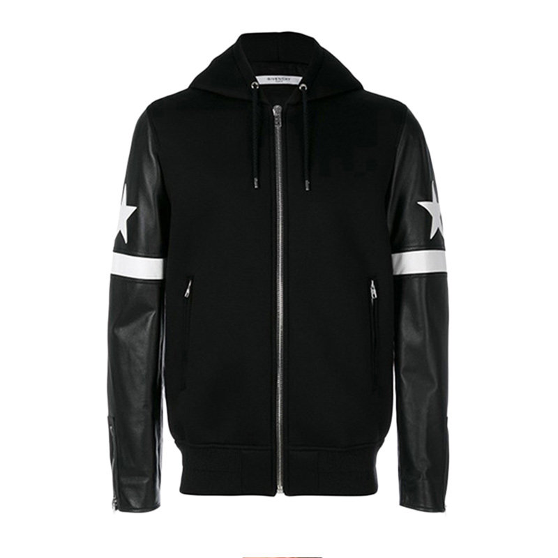 givenchy黑色皮棉男士夹克 丰尚海外夹克