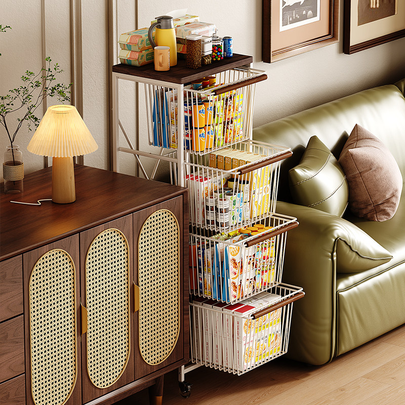 零食小推车落地移动中古客厅收纳架多功能家用厨房果蔬多层置物架,淘宝优惠券,粉丝福利购,淘宝优惠卷