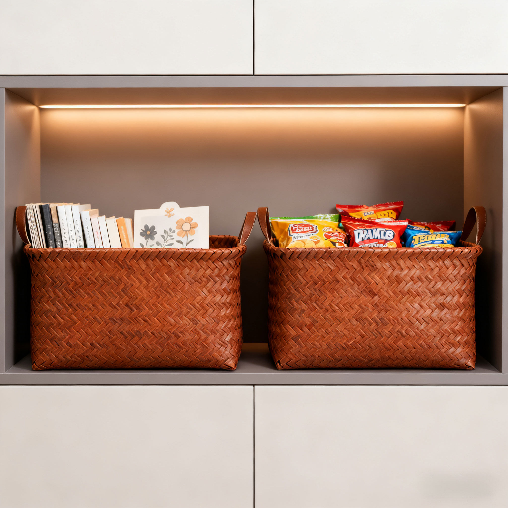 日式仿藤编织收纳筐橱柜台面杂物收纳篮脏衣篮桌面零食玩具储物箱,淘宝优惠券,粉丝福利购,淘宝优惠卷