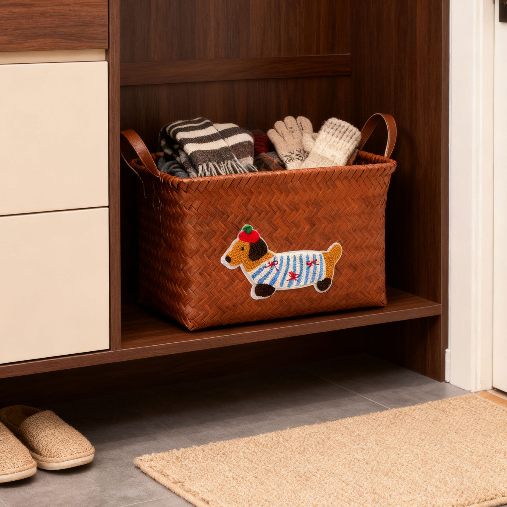 日式仿藤编织收纳筐橱柜台面杂物收纳篮脏衣篮桌面零食玩具储物箱,淘宝优惠券,粉丝福利购,淘宝优惠卷