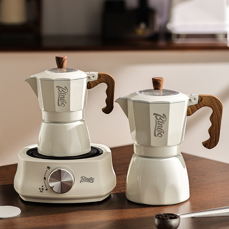 Bincoo咖啡双阀摩卡壶家用小型咖啡机意式浓缩萃取煮咖啡器具套装 - 图3