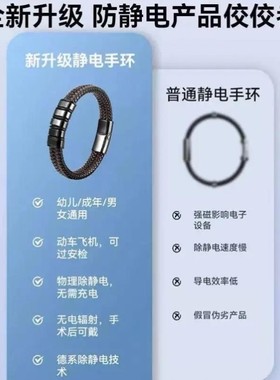 钛钢皮质手链防静电手环手工编制首饰去除静电男女情侣手链饰品