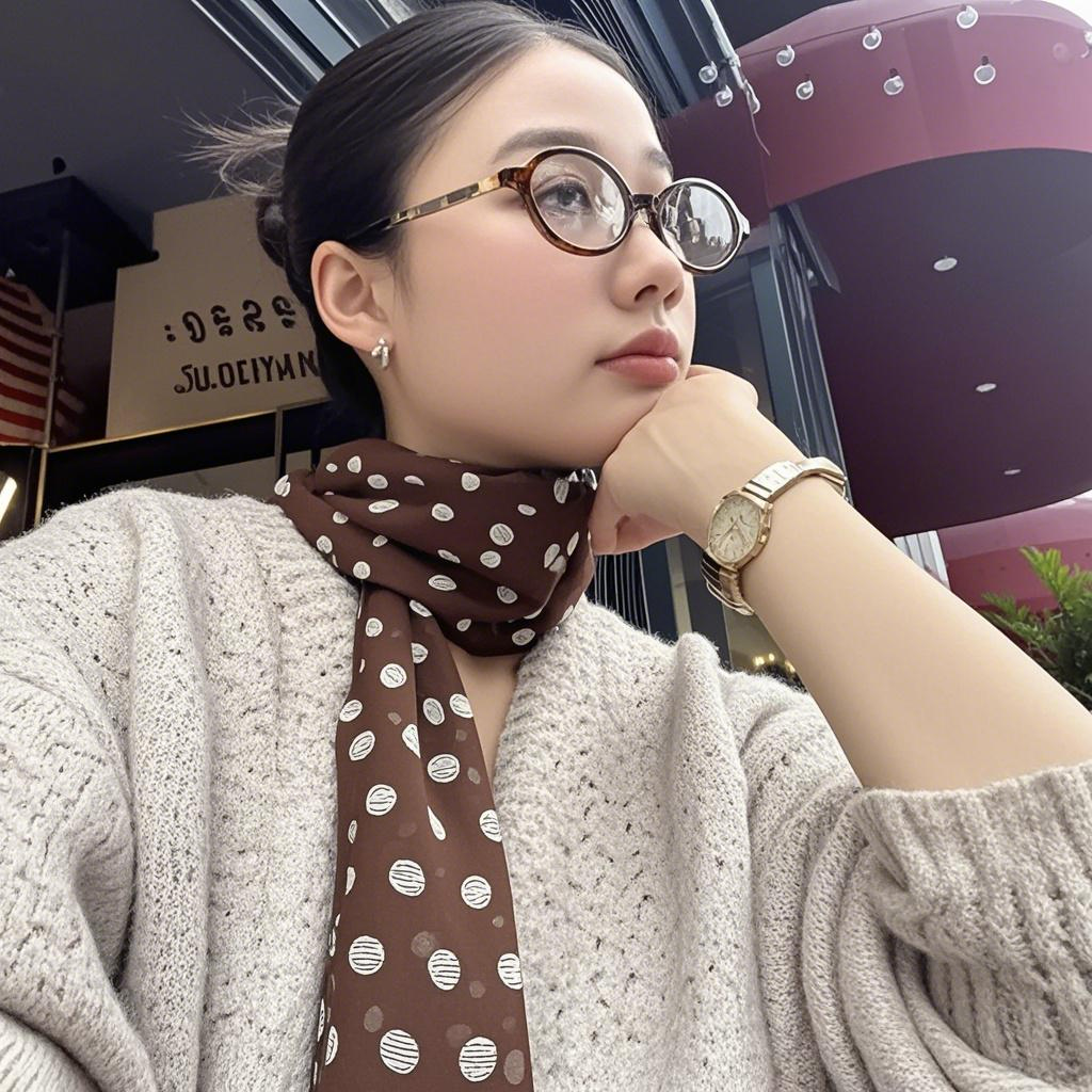 棕色波点丝巾印花高级百搭配饰系脖女2025年新款发带绑发长条围巾,淘宝优惠券,粉丝福利购,淘宝优惠卷