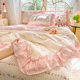 French large lace puff cotton bed cover summer quilt four-piece bed cover summer quilt four-piece princess style air-conditioned quilt