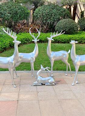 户外仿真梅花鹿玻璃钢动物白麋鹿雕塑售楼部花园林景观装饰品摆件