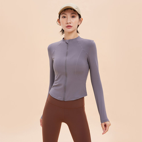 annerun运动外套女2025新款秋冬季修身瑜伽服长袖小个子健身上衣 - 图1