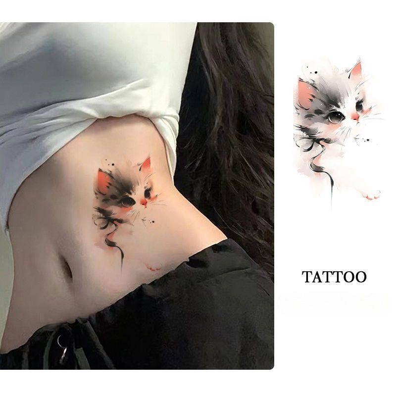 心猫咪彩色纹身贴女生专属锁骨腹部出片辣妹纯欲可洗,淘宝优惠券,粉丝福利购,淘宝优惠卷