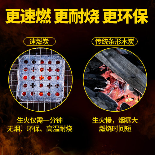 速燃炭果木炭家用室内取暖烧烤碳无烟易燃环保竹炭耐烧露营速然碳 - 图1