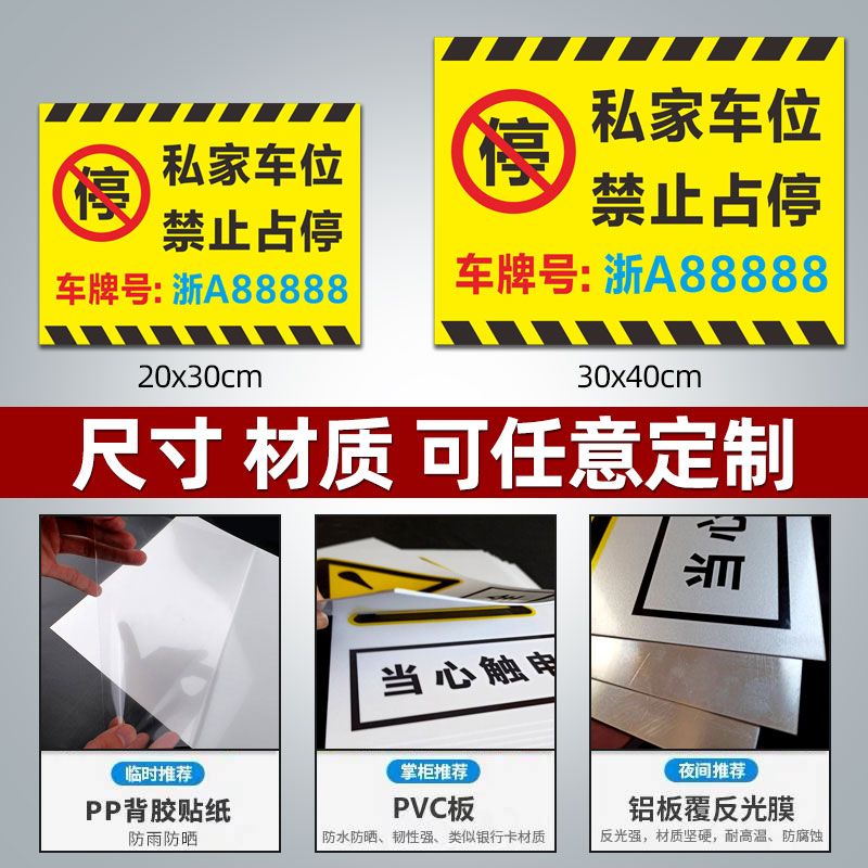 私家车位牌警示标反光停车牌私人专用车位牌吊牌挂牌禁止严禁占停小区商场车库铝板提示编号标识悬挂牌定制 - 图2