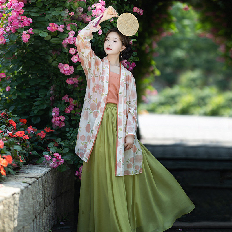 现货【裳下歌】中式印花对襟开衫侧开叉吊带半身裙宋制套装女夏季,淘宝优惠券,粉丝福利购,淘宝优惠卷