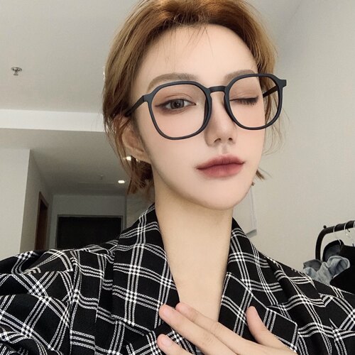 黑框大框近视眼镜女有度数可配素颜神器透明眼镜框网红款大脸显瘦 - 图1