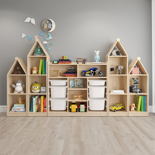 Carrite children's solid wood bookshelf bag installation without paint