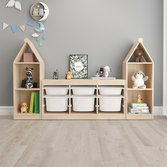 Carrite children's solid wood bookshelf bag installation without paint