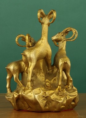 2026黄铜三羊开泰摆件铜羊生肖羊铜器工艺品三阳开泰