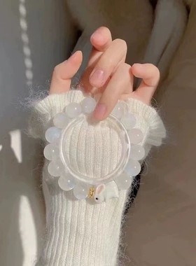 2026新款兔子手链草莓奶昔马卡龙色油画风糖闺蜜手串女阿拉善手串