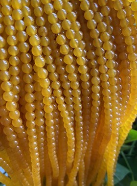 2026厂家直销清仓处理价黄玛瑙 串珠玛瑙半成品 黄色散珠通孔diy